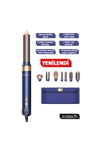 Icotech Hs60 Lacivert 7 In 1 Multi Styler Saç Şekillendirici Saç Maşası Hava Üflemeli Saç Şekillendirici