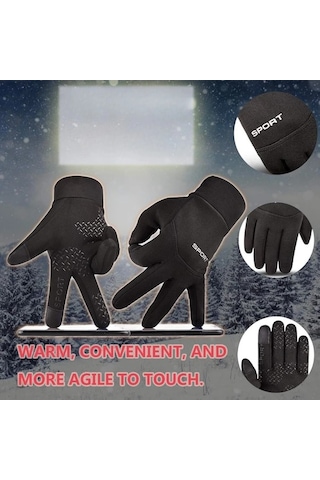 Elmpaly Kışlık Sıcak Tutan Buz Hokeyi Ve Açık Hava Spor Eldiveni Rüzgar Koruma Dokunmatik Uyumlu Siyah L Siyah