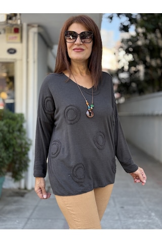 Butik İtalyan Kadın Yün Karışımlı Triko Antrasit