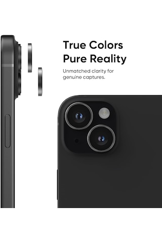 Apple Uyumlu iPhone 15 / 15 Plus Kamera Lens Koruyucu Siyah