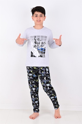 Vitmo Erkek Çocuk Winter Games Uzun Kollu Pijama Takımı Gri
