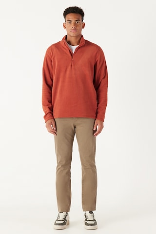 AC&Co / Altınyıldız Classics Anti-Pilling Tüylenme Yapmayan Bato Yaka Erkek Polar Sweatshirt Açık Kahverengi