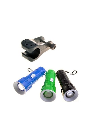 Pilli Zoomlu Ledli Bisiklet Ön Farı El Feneri Aydınlatma Lambası Siyah