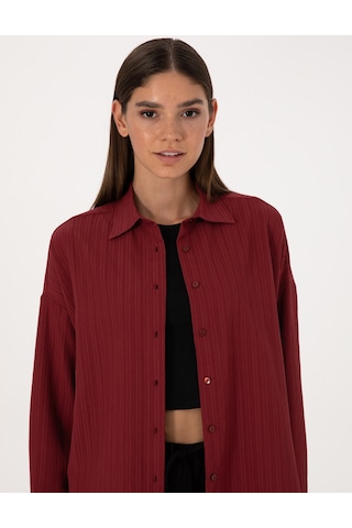Pierre Cardin Kadın Bordo Gömlek Desenli 50318232-vr014 Bordo