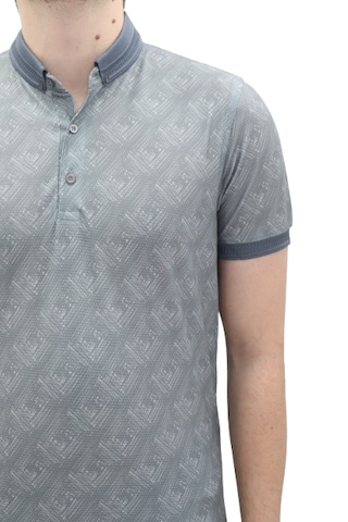 Santa Dmctekstil Erkek Kavis-115 Desenli Spor Kesim Dar Kalıp Cepsiz Polo Yaka T-shirt Füme