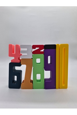 Renkli Rakam Seti 1-10 , Montessori Matematik Sayıları Seti, 3D Baskı
