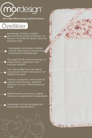 Mordesign Bebek Çanta Alt Açma Minderi Alt Değiştirme Pedi Taşınabilir Bakım Örtüsü Çıtır Seri Pudra