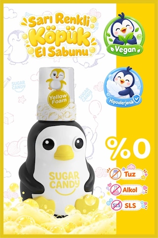 Sugar Candy Muz Kokulu Doğal Vegan Çocuk Köpük El Sabunu Solı 350 Ml Paraben İçermeyen Sarı Köpük