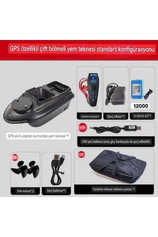 Sazan Yemleme (TEKNE VE BOTU)gps Model 500 Metre Oto Pilot Eve Dünüş Hızlı Ve Süper Siyah
