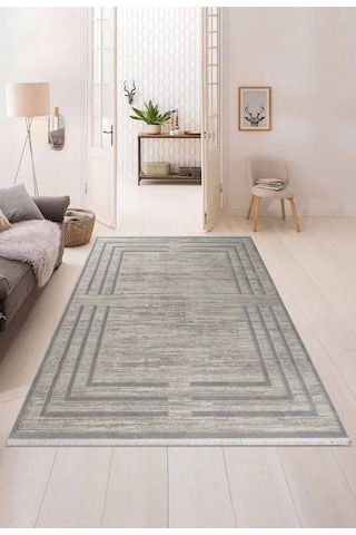 Pyramid Modern Salon Ve Oturma Odası Halısı - Krem Gri Gri