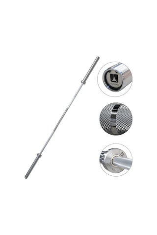 Rebuwo Ağırlık Halter Barı 220 Cm 8 Rulmanlı İçi Dolu Düz Krom Halter Antrenman Barı