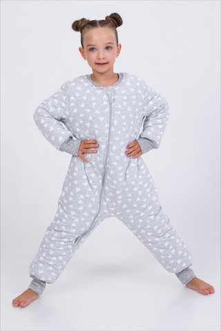 Kız Erkek Çocuk Kalın Elyaf Dolgulu Premium Kalite 2.5 Tog Desenli Uyku Tulumu Koyu Gri