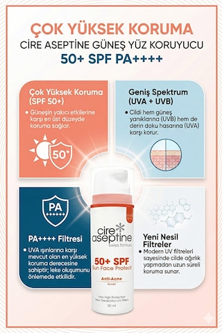 Günes Koruyucu Anti -acne Yüz Kremi Spf 50+ Sun Face Protect 50 Ml