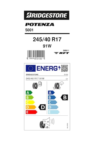 Bridgestone Potenza S001 245/40 R17 91W Rft X Yaz Lastiği - 2026