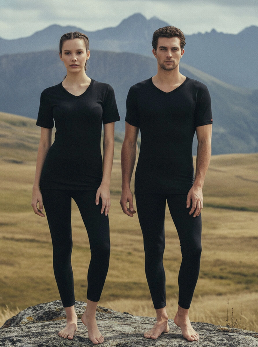 Black Spade Active Erkek Termal T-shirt Kısa 1263 Bej - Siyah