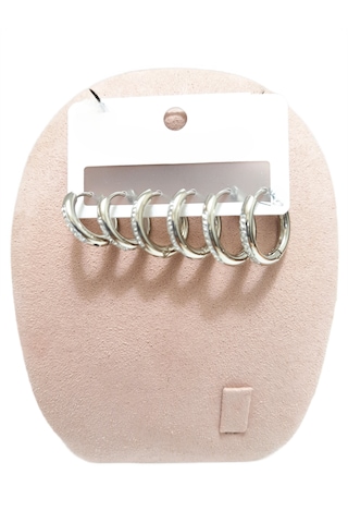 Çelik Küpe 3'lü Zirkon Taşlı Halka Model 1-2 Mm Kaliteli Çelik Gümüş Silver Gümüş