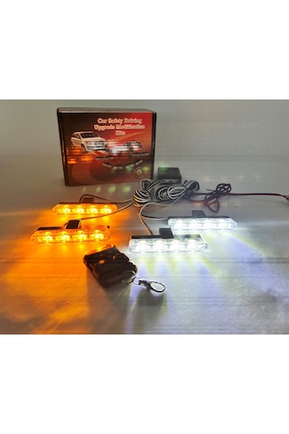 Turuncu Beyaz Panjur Led 4lü Çakarlı Modlu Kumandalı 12v