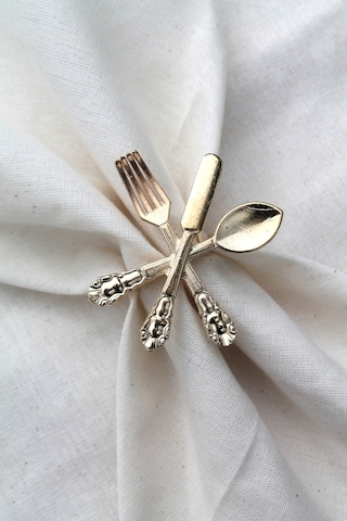 12 Adet Dekoratif Gold Food Style Peçete Halkası - Napkin Ring