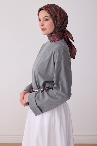 Belli Twill İpek Eşarp 4328-05 Füme, Fuşya, Alev Turuncu