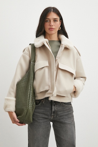 Apoletli Yünlü Körük Cepli Kaşe Mont Bej Bej