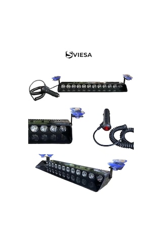 S12 Kırmızı Mavi Beyaz Yanan Cam İçi Led 12 Ledli Vantuzlu Çakmaklık Girişli 12 Volt