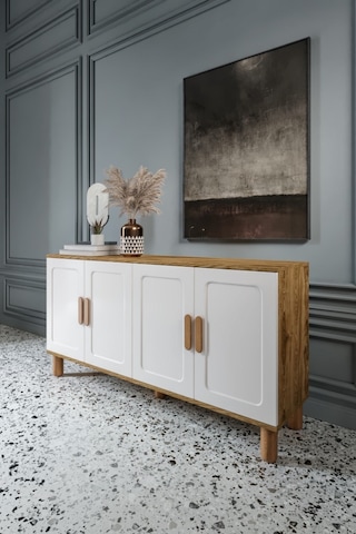 Flora Bohem Konsol 4 Kapaklı Mdf Mebran Kapak 160 Cm Modern Salon Konsolu Aytaşı Ceviz Ceviz - Aytaşı
