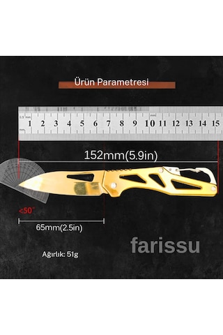 Alaska Altın Renkli Şık Katlanır Çakı - Paslanmaz Çelik, Keskin Ve Çok Amaçlı Taşıma Gold