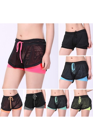 Jeemson Kadın Spor Şortu - 2'li Katmanlı, Nefes Alabilir, Hızlı Kuruyan, Yoga Ve Koşu İçin Göl Mavisi