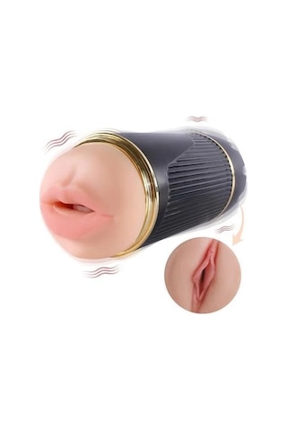 Lilitu Shop Çift Taraflı Titreşimli Vajinal Oral Mastürbatör 1298