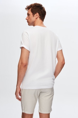 D's Damat Bisiklet Yaka Pamuklu Nefes Alabilen T-shirt Beyaz