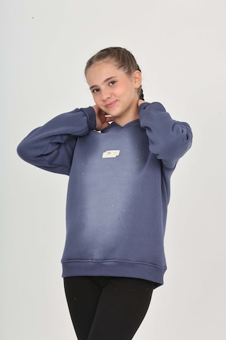 Toontoy Kız Çocuk Taş Dizaynlı Sweatshırt İndigo