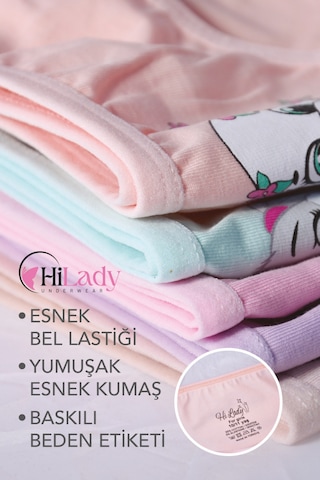 Hilady Kız Çocuk Külot, Karışık Renkli, Kız Çocuk Külot, Yumuşak Pamuklu Kumaş Açık Pembe