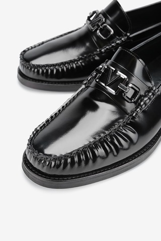 Lofer Erkek Açma Deri Metal Tokalı Klasik Loafer Siyah