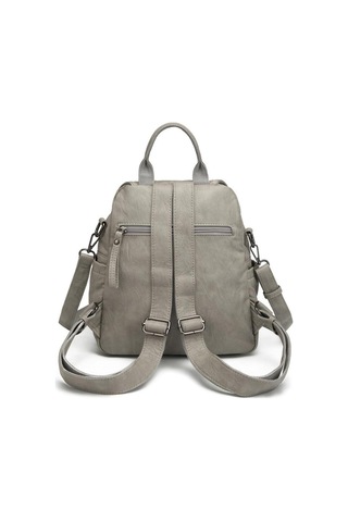 Yıkama Deri Sırt Askılı Kadın Çantası 21-k Barcelona 1908 Açık Gri