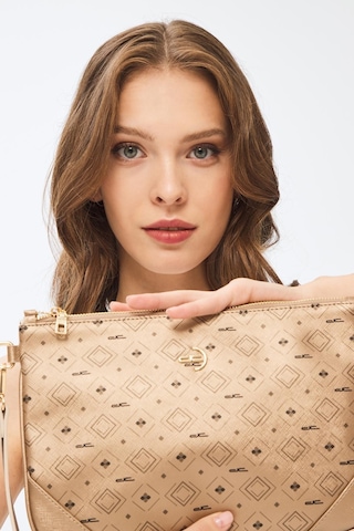 Deri Company Kadın Basic Clutch Çanta Monogram Desenli Altın 214002 Altın