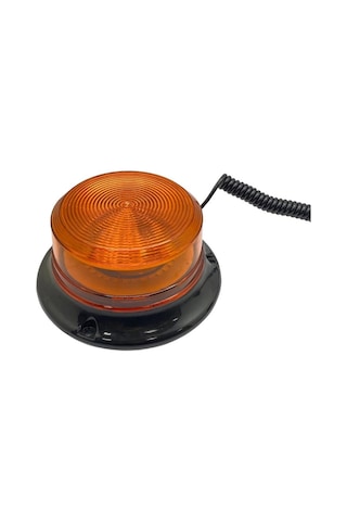 12v-110v Çakar Lamba Ledli 5 Fonksiyonlu Mıknatıslı Çakmak Fişli Turuncu Alçak Tip 147 70 Mm E9