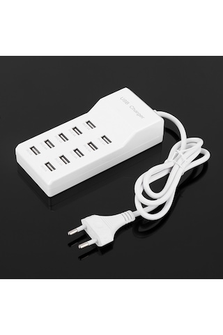 Kosona 10 Port Usb Akıllı Hızlı Şarj Cihazı, 10a Toplam Çıkış, Aşırı Şarj Korumalı, Ev Ofis Seyahat İçin Evrensel 100-240v Avrupa Standartı