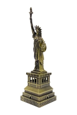 Vintage Metal Usa Özgürlük Heykeli Biblo Antik Bronz 18 Cm