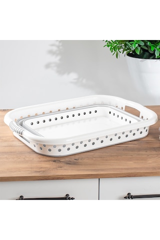 Porsima 565 Katlanabilir Çamaşır Sepeti Akordiyon Katlanır Sepet Mega Boy Katlanır Çamaşır Sepeti 41lt Beyaz