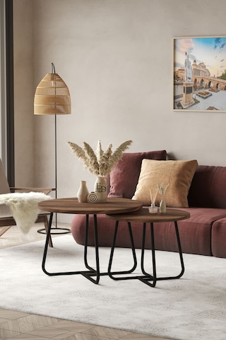 Üsküp Orta Sehpa Takımı Siyah Metal - Barok Tabla