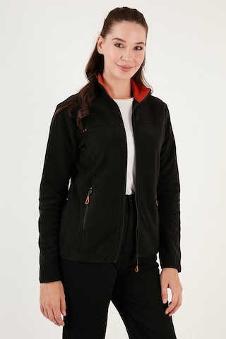 Lela Slim Fit Anti-Pilling Tüylenme Yapmayan Fermuarlı Cepli  Hırka Bayan Polar 5907002 Siyah