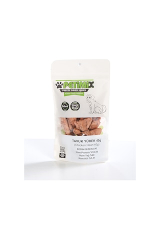 Petimix Freeze Dry Tavuk Yürek Barf Köpek Ödül Maması 40 G