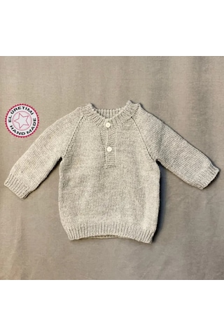 Uretti - Kadir 7704 - El Örgüsü Reglan Kol Erkek Çocuk Kazak - 2 Yaş Gri