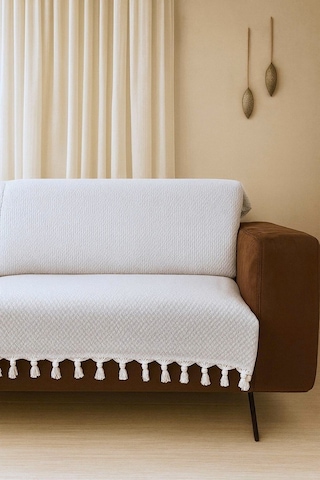 Lunga Vita Başak Desen Dokuma %100 Pamuklu Çok Amaçlı Pike Koltuk Örtüsü 180x230 Gri