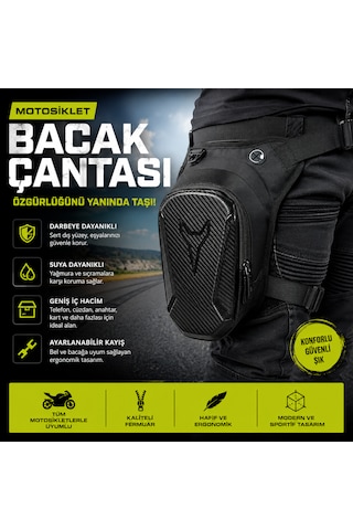 Motosiklet Bacak Çantası Su Geçirmez Suya Dayanıklı Telefon Cüzdan Anahtar Çantası Ayarlanabilir Bel Bacak Çantası Gri - Siyah