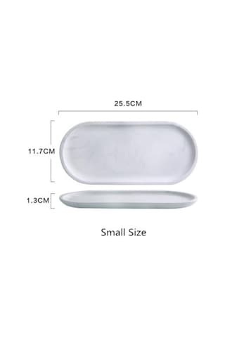Beyaz Mermer Seramik Depolama Tepsi Oval Elips Meyve Tepsisi Dekoratif Plaka Takı Yiyecek Tatlı Depolama Çanak Dekorasyon Depolama Tepsileri Beyaz Ahşap - Gri