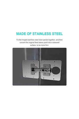 Leezsing Paslanmaz Çelik Menteşe Tamir Tabanı Seti - 2 Adet 10x9cm Plaka + 1 Bağlayıcı + 10 Vida - 95-110 Derece Açılım Açıısı