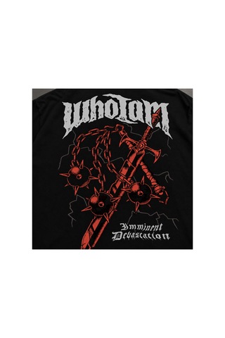 Yolo Street Siyah Whoıam Imminent Devastation Baskılı Oversize Erkek Tişört Heavy Metal Streetwear %100 Pamuk Siyah1a1