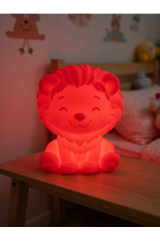 Aslan Modern Dekoratif Ev Hediyesi Tasarım Lamba - Aslan Figürlü Gece Lambası Kırmızı
