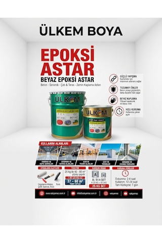 Ülkem Çift Bileşenli Epoksi Astar 20+5 Kg Beyaz